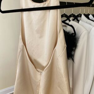 Zara satin ivory dress with open back, size XS.